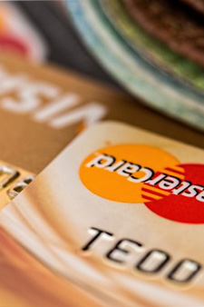 Credit cards and wallet on desk