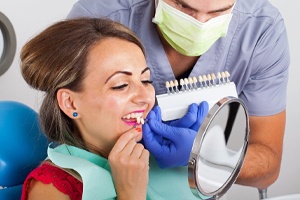 A woman trying out porcelain veneers