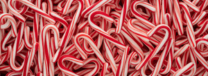 Close-up of a large pile of candy canes