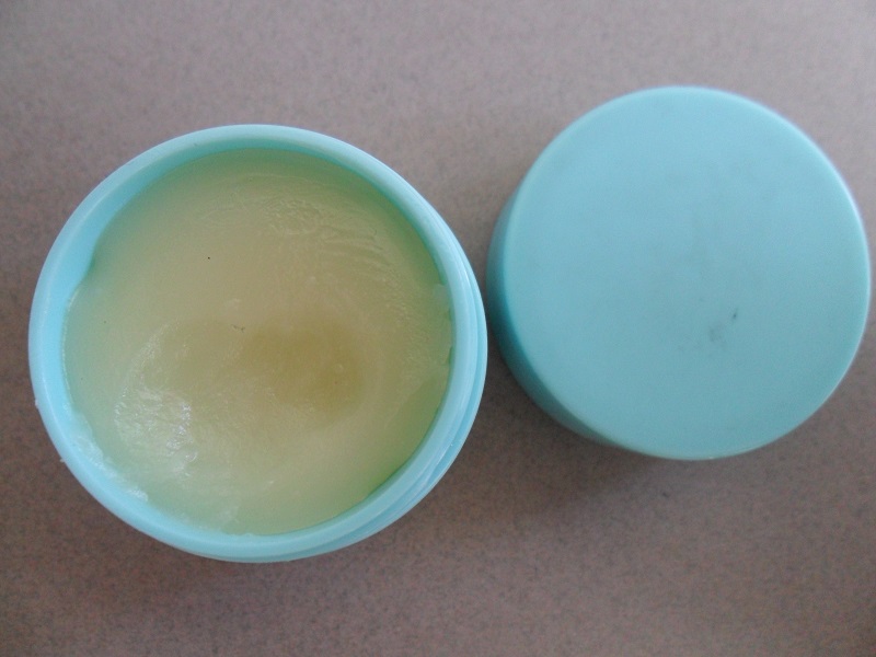 lip balm in blue container